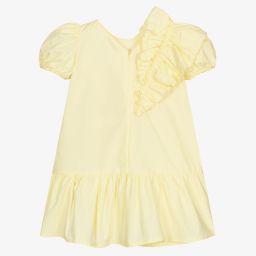 Monnalisa-Yellow Cotton Ruffle Dress | Childrensalon Outlet