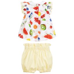 Monnalisa-Yellow Cotton Shorts Set | Childrensalon Outlet
