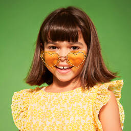 Monnalisa-Желтые солнцезащитные очки сердечком | Childrensalon Outlet