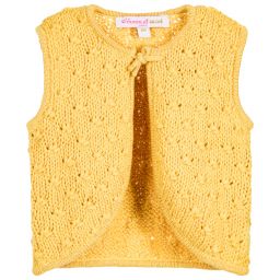 Moon et Miel-Baby Girls Mustard Yellow Cardigan  | Childrensalon Outlet