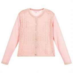Moon et Miel-Girls Pink & Gold Cardigan | Childrensalon Outlet