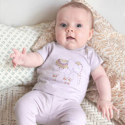 Moon et Miel-Lilac Purple Baby Trousers Set | Childrensalon Outlet
