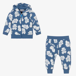 Moschino Baby-Baby Boys Blue Cotton Teddy Logo Tracksuit | Childrensalon Outlet