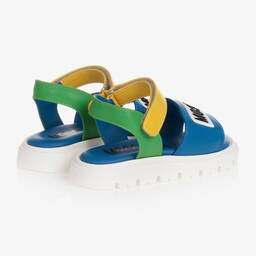 Moschino Baby-Baby Boys Blue Leather Logo Sandals | Childrensalon Outlet
