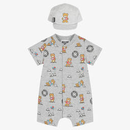 Moschino Baby-Baby Boys Grey Bear Shortie & Hat Set | Childrensalon Outlet