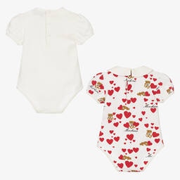 Moschino Baby-Baby Girls Ivory Cotton Bodysuits (2 Pack) | Childrensalon Outlet