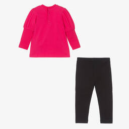 Moschino Малыши-Baby Girls Pink & Black Logo Leggings Set | Childrensalon Outlet