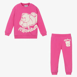 Moschino Малыши-Baby Girls Pink Cotton Logo Tracksuit | Childrensalon Outlet