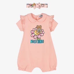 Moschino Baby-Baby Girls Pink Teddy Bear Shortie Set | Childrensalon Outlet