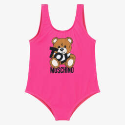 Moschino-Baby Girls Pink Teddy Bear Swimsuit | Childrensalon Outlet
