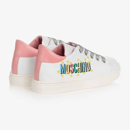 موسكينو Baby-ترينرز أطفال بناتي جلد لون أبيض | Childrensalon Outlet