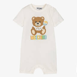 Moschino Малыши-Кремовый хлопковый песочник | Childrensalon Outlet