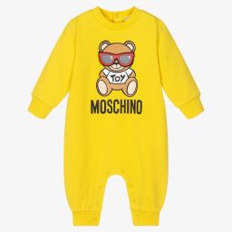 Moschino Baby-Baby Yellow Logo Cotton Romper | Childrensalon Outlet