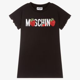 Moschino Kid-Teen-Black Cotton Jersey Logo Dress | Childrensalon Outlet