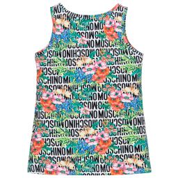 موسكينو Kid-Teen-توب قطن جيرسي لون أبيض وأسود بطبعة ورود للبنات | Childrensalon Outlet