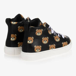 موسكينو Kid-Teen-ترينرز جلد لون أسود | Childrensalon Outlet