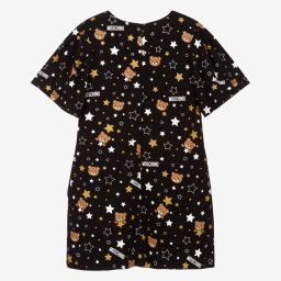 Moschino Кид-Тин-Черное платье с мшками и звездочками | Childrensalon Outlet