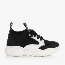 Moschino Kid-Teen-Black & White Leather Trainers | Childrensalon Outlet