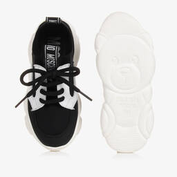 Moschino Kid-Teen-Black & White Leather Trainers | Childrensalon Outlet