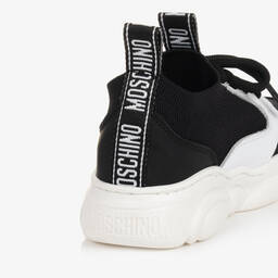 Moschino Kid-Teen-Black & White Leather Trainers | Childrensalon Outlet