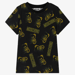 Moschino Kid-Teen-Black & Yellow Cotton Logo T-Shirt | Childrensalon Outlet