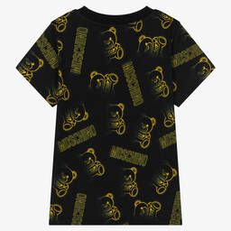 Moschino Kid-Teen-Black & Yellow Cotton Logo T-Shirt | Childrensalon Outlet