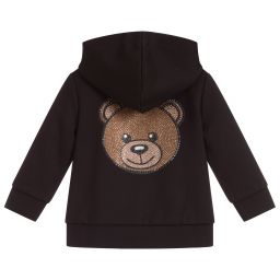 Moschino Baby-Black Zip-Up Logo Hoodie | Childrensalon Outlet