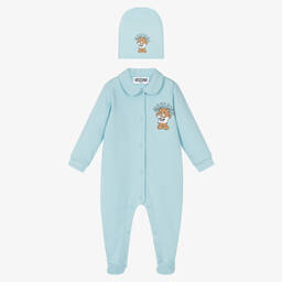 Moschino Baby-Blue Cotton Babygrow Set | Childrensalon Outlet