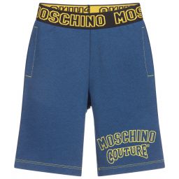 Moschino Кид-Тин-Blue Cotton Jersey Shorts  | Childrensalon Outlet