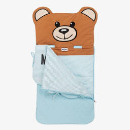 Moschino Baby-Blue Cotton Logo Nest (77cm) | Childrensalon Outlet