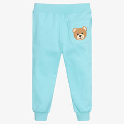 Moschino Кид-Тин-Голубые джоггеры из хлопкового пике | Childrensalon Outlet