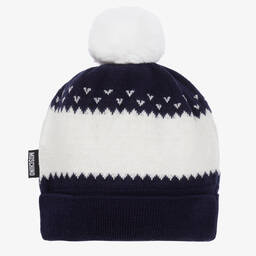 Moschino Малыши-Кремово-синяя трикотажная шапочка с медвежонком | Childrensalon Outlet