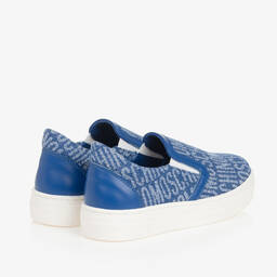 Moschino Kid-Teen-Blue Jacquard Slip-On Trainers | Childrensalon Outlet