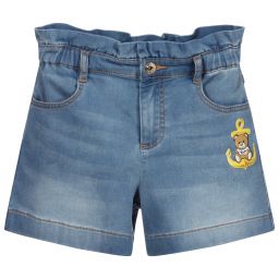 Moschino Kid-Teen-شورت قطن جيرسي لون أزرق للبنات | Childrensalon Outlet