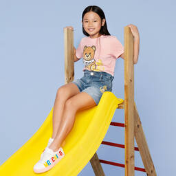 Moschino Kid-Teen-شورت قطن جيرسي لون أزرق للبنات | Childrensalon Outlet