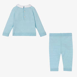 Moschino Baby-Blue Knitted Trouser Set | Childrensalon Outlet
