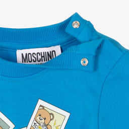 Moschino Малыши-Синий топ с фото медвежат | Childrensalon Outlet