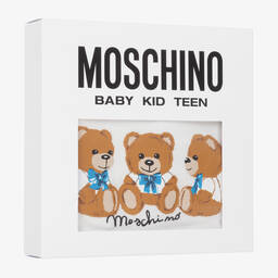 موسكينو Baby-طقم قبعة قطن لون أبيض وأزرق للأطفال | Childrensalon Outlet