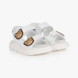 Moschino-Boy's Ivory Leather Bear Sandals | Childrensalon Outlet