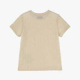 Moschino-Boys Beige Jacquard Logo Tee | Childrensalon Outlet