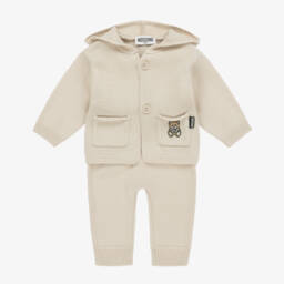 Moschino Baby-Boys Beige Knitted Trousers Set | Childrensalon Outlet
