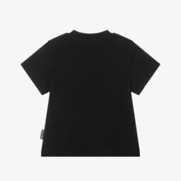 Moschino-Футболка с аппликацией медведя для мальчиков черная | Childrensalon Outlet