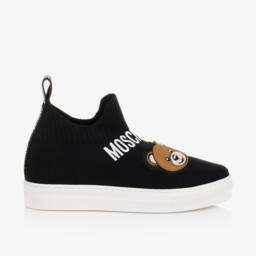 Moschino Kid-Teen-Boys Black Bear Knit Sneakers | Childrensalon Outlet