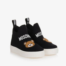 Moschino Kid-Teen-Boys Black Bear Knit Sneakers | Childrensalon Outlet