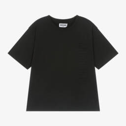 Moschino Kid-Teen-تيشيرت بشعار موسكينو قطن لون أسود | Childrensalon Outlet