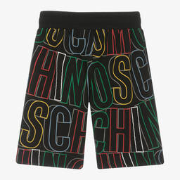Moschino Kid-Teen-Boys Black Graphic Cotton Shorts | Childrensalon Outlet