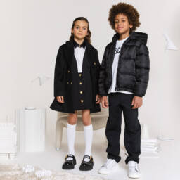 Moschino Kid-Teen-Boys Black Logo Puffer Coat | Childrensalon Outlet