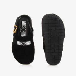 موسكينو-حذاء ميولز جلد و شيربا فليس لون أسود | Childrensalon Outlet