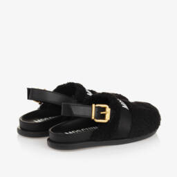 موسكينو-حذاء ميولز جلد و شيربا فليس لون أسود | Childrensalon Outlet