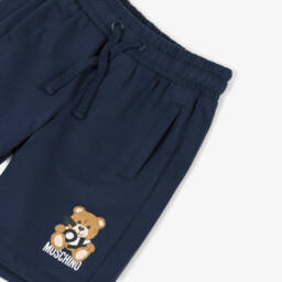 Moschino-Boys Blue Bear Emblem Cotton Shorts | Childrensalon Outlet